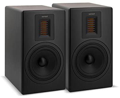 sonoro Orchestra Regallautsprecher Set (2 Wege Bassreflex, Holzgehäuse, perfekte Ergänzung zum Maestro) Design Lautsprecher Boxen in Schwarz/Schwarz