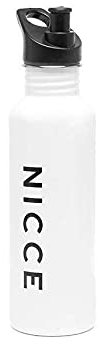 NICCE Hydro Water Bottle Flash Cold Screw-On Top 750ml Stainless Steel White New
