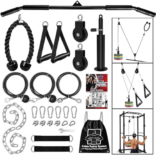 Taeku Seilzug-Fitness, Verbesserte Gewicht Seilzugsystem für LAT Pull Down Bizeps Curl Trizeps Armtraining Gewichtsscheibensystem Zusatzgeräte für DIY Gym