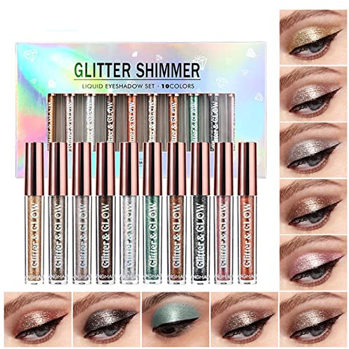 JasCherry Set de 10 Colores de Líquido Sombra de Ojos Brillante de Cosmético - Opción Ideal Para el Maquillaje #1