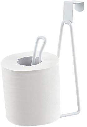 INIUNIK Toilet Paper Holder Stand, Over The Tank Toilet Tissue Roll Holder Dispenser Reserve for Bathroom Storage and Organization - White