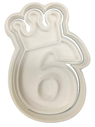 The Cookie Cutter Hub Cortador de galletas con diseño de corona número 6 de 9 cm y relieve a juego para galletas, galletas, decoración de hornear