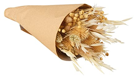 Rayher Trockenblumen-Strauß mit Papiermanschette, natur, 28 cm, Strauß Trockenblumen, echte getrocknete Blumen, Trockenblumen Deko, 85490505