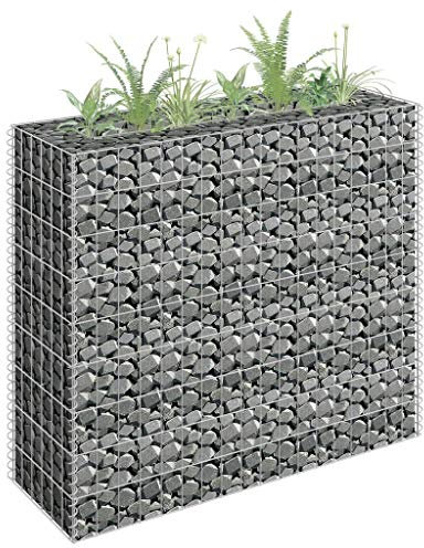 Keketa Gabion - Jardinière surélevée en acier galvanisé - Jardinière surélevée pour légumes - Parterre surélevé - Parterre de fleurs - Jardinière d'extérieur - 90 x 30 x 90 cm