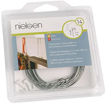nielsen Galerieschienen Zubehör Stahlseil 2m mit Schlaufe und Gleithaken (2 Stück/Packung)