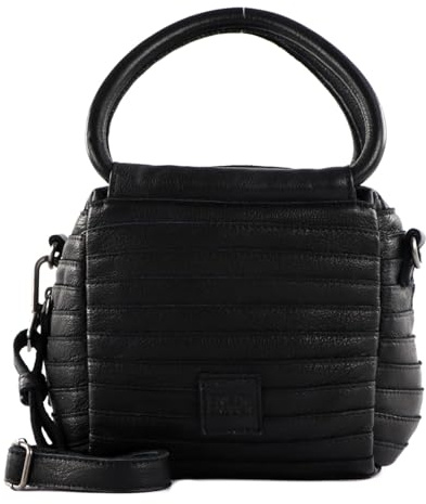 FREDsBRUDER Leder Handtasche Umhängetasche Cube Black schwarz