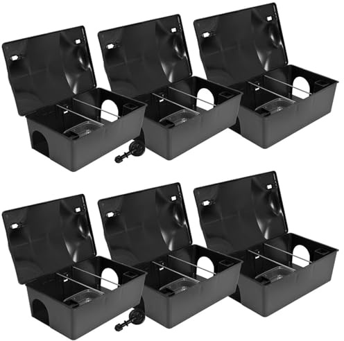 Köderstation Ratten Set Köderbox 2-10 STK. Garten Mausfalle Mäuse Rattenköderbox Box Rattenköderstation Rattenfalle Kinder- Haustiersicher Koederbox Petigi, Anzahl:6