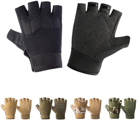 CubePlug Mens Breathable Padded Fingerless Motorcycle Gloves Half Finger Gloves for Cycling Hiking Climbing Outdoor Sports