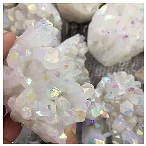 JALYKA Cristal coloré électroplaqué Cristal Pierres précieuses grappe Fleur Aura Enduit Pierre Pierres Naturelles ménage