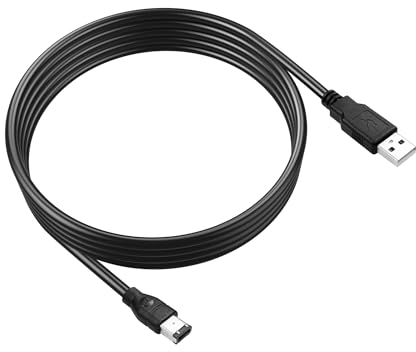 GINTOOYUN Cavo USB 2.0 a FireWire USB 2.0 maschio a Firewire IEEE 1394 6 pin cavo dati per carte di acquisizione 1394, telecamere industriali, dischi rigidi portatili, ecc. (5.9FT) (6 aghi)