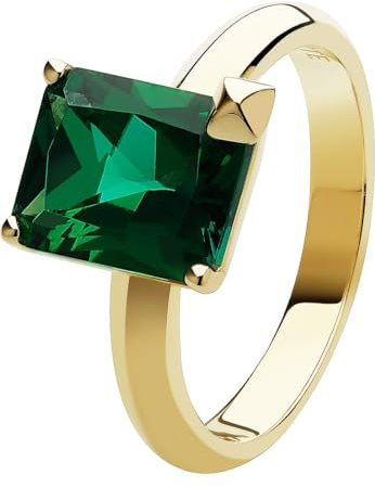 JETTE Damen-Damenring 925er Silber, recycelt 1 Smaragd