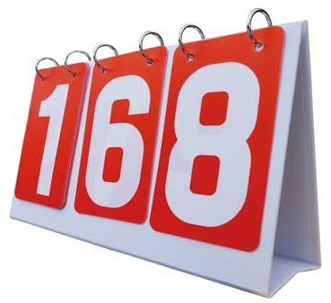 Easnea 3-stellige tragbare Tisch-Anzeigetafel, Flip-Scoreboard, Multi-Sport-Punktezähler, Punktezähler, Punktezähler für Tischtennis, Basketball, Fußball (rot)