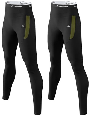 CL convallaria Herren Thermohosen 1/2 Stück Fleece gefüttert Thermal unten sportliche Basisschicht kaltes Wetter Gear