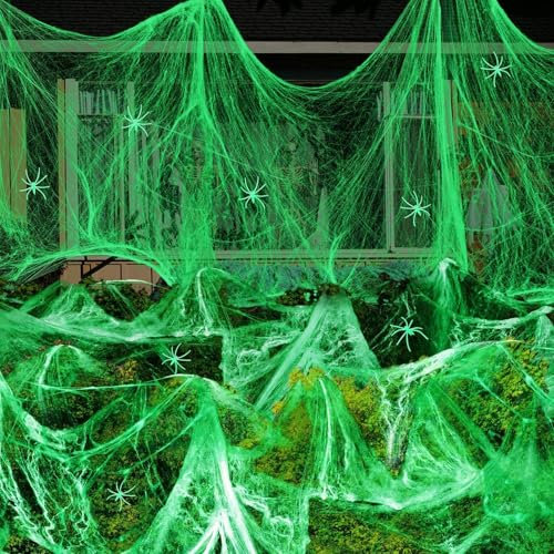 Spinnennetz Dekoration, Gefälschtes Spinnennetz, Gruseliges, Im Dunkeln Leuchtendes Künstliches Spinnennetz - Weiß, Gedehntes, Leuchtendes, Künstliches Spinnennetz Mit 60 Künstlichen