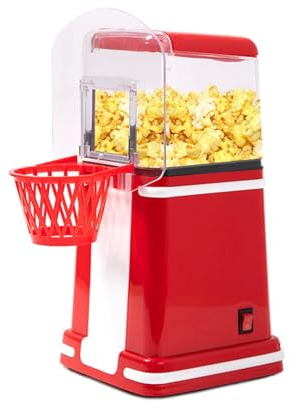 hxoity Popcorn Popper À Air Chaud Rapide Machine À Pop-Corn À Air Chaud De Modélisation De Cadre De Basket-Ball Le Couvercle 2-en-1 Mesure Les Grains Et Fait Fondre Le Beurre Taux De Popping Élevé