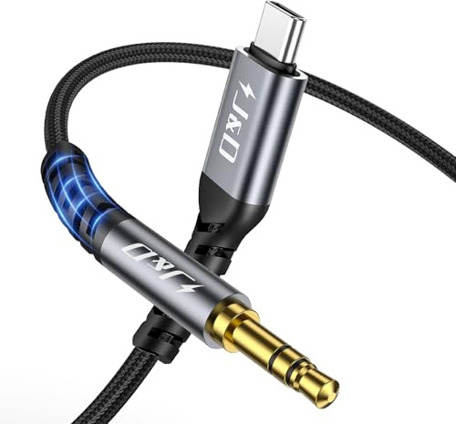 J&D USB C a 3,5 mm Adattatore Audio, Tipo C a Aux Cavo Maschio per Cuffie Aux per Auto con Rivestimento in Nylon Intrecciato, Compatibile con iPhone 16/17 Series, Galaxy S24/S25 Series, 2 m