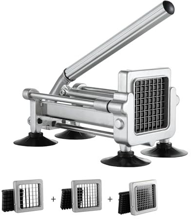 VEVOR Cortadora de Patatas Fritas Cortador de Papas con Hoja de Acero Inoxidable de 1/2, 3/8, 1/4 Cortador de Papas Manual con Ventosas Ideal para Papas Fritas, Pepinos, Verduras, Zanahorias