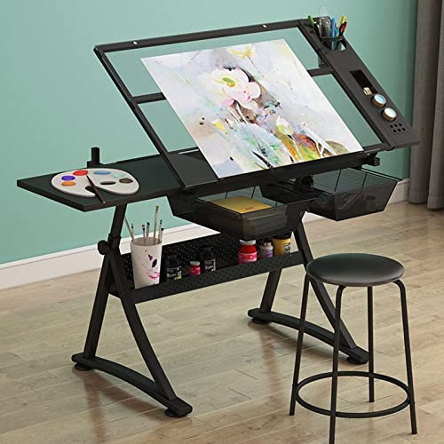 Zeichentische, Künstler-Zeichentisch, Designer-Schreibtisch, Werkbank, Künstler-Zeichentisch, anhebbarer Maltisch und Stuhl-Set, geeignet für Studio-Klassenzimmer
