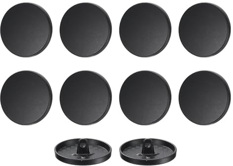 QUARKZMAN 10 Stück Knöpfe 25 mm Metall Flache Buttons zum Annähen Runde Bastelknöpfe für Bekleidung Hosen Mantel Jacken Blazer Hemd Anzüge Dekorieren Handwerk Selber Machen, Mattschwarz