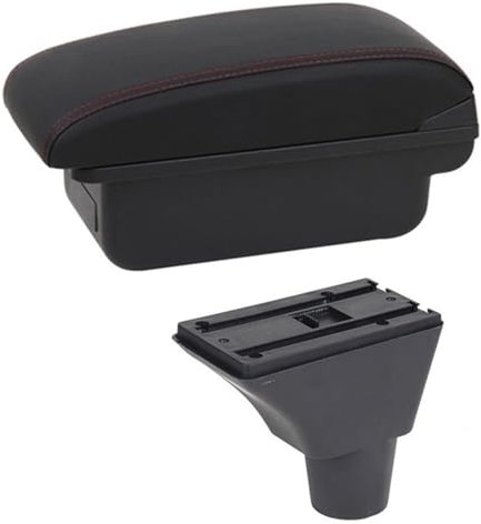 Apoyabrazos Para Coche Para Seat Para Ibiza 6j Para Ibiza 6L Caja Reposabrazos Contenido Tienda Central Con Portavasos Caja Almacenamiento Consola Central USB Apoyabrazos(B1 Red Line)