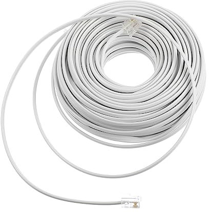 DOITOOL Heavy Duty Extension Cord 20m Plug Extender Mains Extension Lead 4-core Landline Wire Telephone Cord for Home Office
