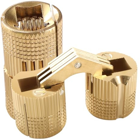 VooGenzek 2 Pièces 18mm Charnière Invisible Laiton Tonneau, Charnière Laiton Caché Ouverture à 180° Angle, Charnières à Barillet Dissimulées, pour Boîtes à Cadeau Bijoux Bricolage