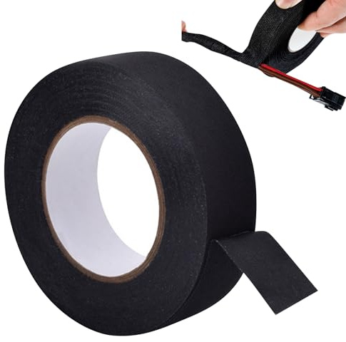 Azushwer Professional Black Electrical Tape 19mm x 25m, Wiring Harness Loom Insulating Tape, Strong Felt Wires Noise Damping Cable Looms Tape for Cars Auto Vehicle Motorcycle Cable Fixed