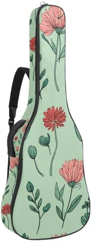 Tasche für Akustikgitarren, weicher Gitarrenkoffer mit 2 Taschen und Schlaufe zum Aufhängen auf der Rückseite, für 101,6 cm, 104,7 cm, 106,7 cm (41 Zoll) E-Bass, klassische Gitarren, Orange Ditsy
