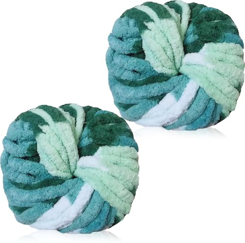 Chenille Wolle zum Häkeln,Chunky Yarn 250g×2,Wolle zum Stricken,Häkelgarn für Taschen,Dicke Textilgarn,Chunky Garn für Katzenbett,Puppen,Decken,Kissen,Taschen und Teppiche