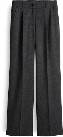 OPUS Damen Wide Leg Pants | Maiga Pepper Wide Leg Bundfaltenhose in Mélangeoptik Black, 40