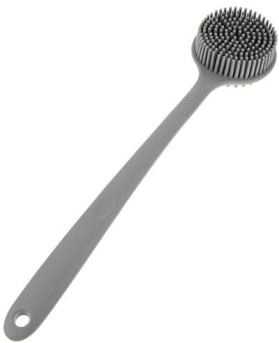 Warmhm Spazzola Esfoliante per Doccia in Silicone Scrub per Corpo e Capelluto Manico lungo Ergonomico Adatto per Bagno e Viaggio Facile da Appendere e Asciugare