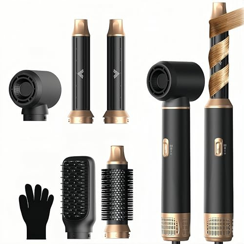 UMIGA Airstyler 5 i 1 hårstylare hårstylare jonhårtork luft locktång magisk styling varmluftsborste fön borste multistyler rund borste hårtork stylingborstar, svart