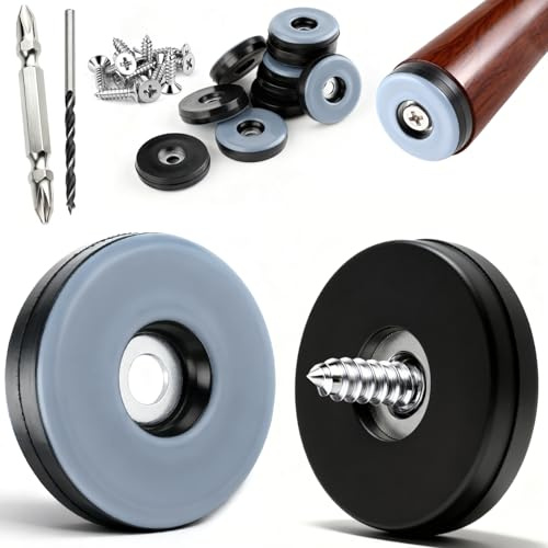 mawmuaw 12 Stück Stuhlgleiter zum Schrauben Ø 22mm Teflongleiter | PTFE Möbelgleiter, Teflon Runde Bodengleiter, Edelstahlschrauben, Doppelendig Bit, Holzbohrer, für Möbel, Böden
