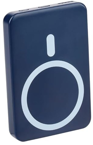 Grundig Power Bank 5000 mAh – Power Bank iPhone Compatible con MagSafe – Cargador con 5 W inalámbrico y USB-C – Powerbank con indicador LED – Azul