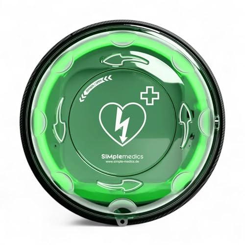 SIMple medics Überwachter Defibrillator Rotaid Wandschrank 24/7 Connected für Innen-/Außenmontage, AED Wandhalterung Wand Schrank Halterung Aufbewahrung Wandkasten Box, Erste-Hilfe Wandmontage