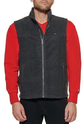 Tommy Hilfiger Men's Polar Fleece Vest, Charcoal, Medium