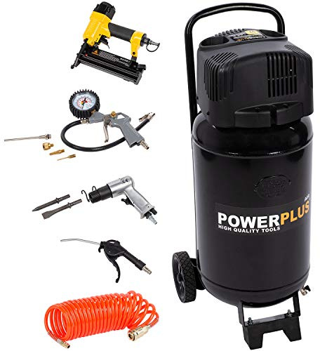 Powerplus Kompressor POWX1751 Druckluftkompressor ölfrei mit 50l Tank - Luftkompressor mit Druckluft als Luftpumpe für Fahrrad - Kompressor mit 1100 W und 8 bar