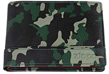Zippo Lether Tri Fold Wallet Monedero 11 Centimeters Verde (Green Camouflage)