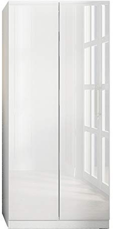 FWStyle White Gloss 2 Door Wardrobe Soft Close Hanging Rail 180 x 80 x 50cm