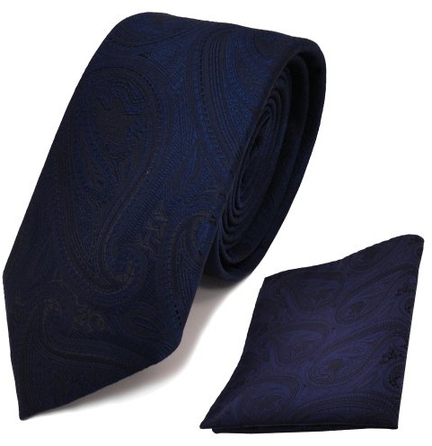 TigerTie schmale Designer Krawatte Einstecktuch in Paisley gemustert