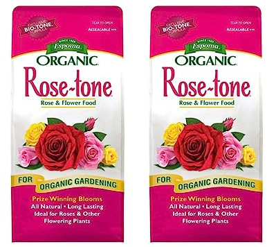 Espoma Organic Rose-Tone 4-3-2 Organic Fertilizer for All Types of Roses and Other Flowering Plants. Promotes Vigorous Green Growth and Abundant Blooms. 4 lb. Bag - 2 Pack