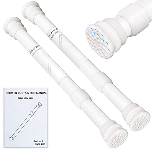 2 Stücke Teleskopstange Vorhangstange ausziehbar 40-70cm,ohne Bohren Spannstange Gardinenstange für Badezimmer Schrank Kleiderschrank Kleiderstange,Weiß