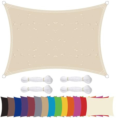 ZHhan Sun Shade Sail Awning Canopy Waterproof Sunscreen 98% UV Block PES for Garden Patio Canopy with Free Ropes Triangle Rectangle Square(Cream White,2x2.5)