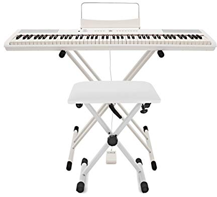 SDP-2 Digital Piano 88 gewichtete Tasten Weiß mit Ständer und Bank