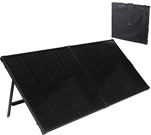 revolt Solarpanel klappbar: Faltbares Solarpanel mit monokristallinen Zellen, 240 Watt, schwarz (Solarmodule faltbar, Camping faltbar, 12V)