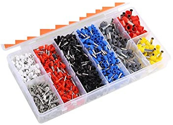 FIVENUM Cinco 1200 unids Terminal Tubular Diversos Estilos Empacados de Caja de Tubos eléctricos Conector de Alambre Aislado Conector de Alambre de Alambre