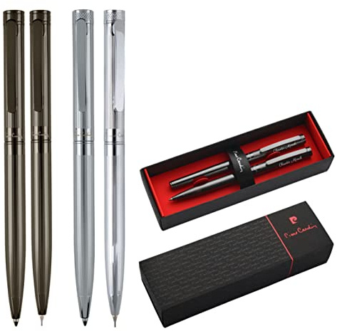 Pierre Cardin® RENEE Set aus Kugelschreiber und Drehbleistift mit Gravur | Premium Stifte | Etui | edel | personalisiertes Geschenk | Namen | graviert | Jahrestag | Geburtstag (Gunmetal)