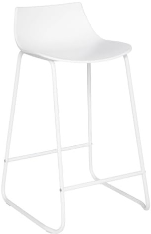 Atmosphera - Sgabello da bar Otac bianco - Altezza seduta 66 cm - Gambe in metallo, con poggiapiedi - Per cucina, isola cucina, seggiolone