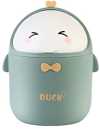 SYULCR Piccola Pattumiera da Tavolo, Pattumiera Cucina, Cestino Ufficio, Mini Cestino per Rifiuti Portatile in Stile Cartone Animato per casa, salotto, cucina, camera da letto. (Verde)