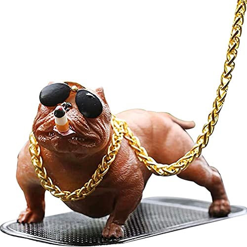 Surakey Auto Deko Bully Hund Auto Innenraum Deko Figuren Süße Harz Bulldog Pitbull Figur Spielzeug Bulldog Puppe Wackelkopf Ornamente für Auto Armaturenbrett Dekoration Büro Desktop Zimmerdeko